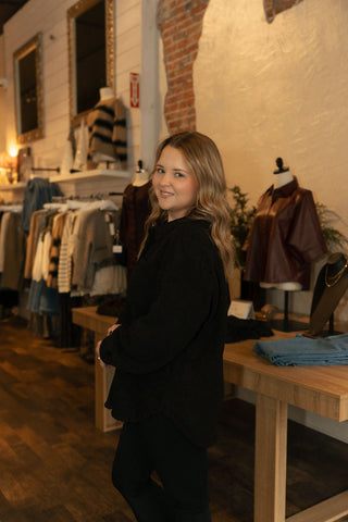 Frostline Sherpa Shacket, Black - The Red Thread Boutique