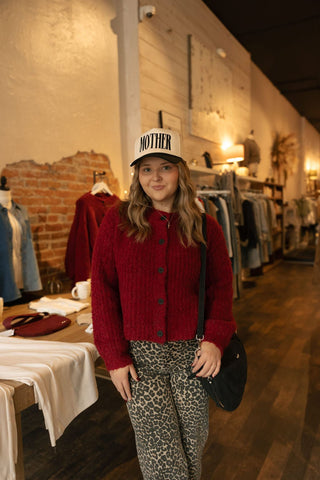 Fuzzy Cardigan, Red *final sale* - The Red Thread Boutique