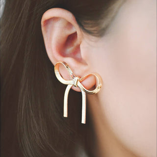 Girly Bow Studs: Yellow Gold - The Red Thread Boutique