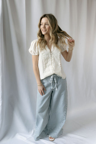 Goldie Button Top, White - The Red Thread Boutique