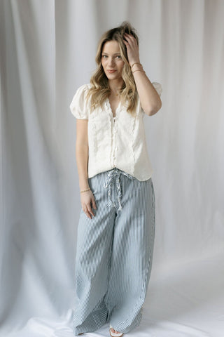 Goldie Button Top, White - The Red Thread Boutique