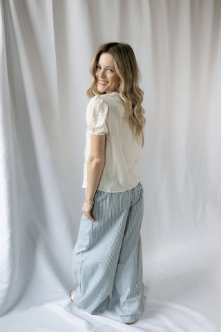 Goldie Button Top, White - The Red Thread Boutique