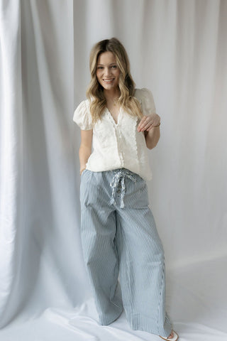 Goldie Button Top, White - The Red Thread Boutique