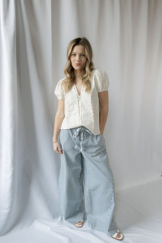 Goldie Button Top, White - The Red Thread Boutique