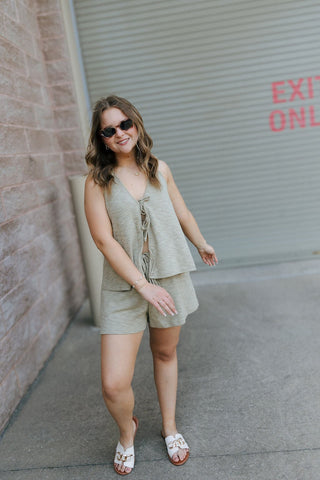 Hallie Halter Tie Top, Moss *final sale - The Red Thread Boutique