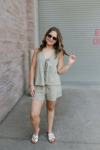 Hallie Halter Tie Top, Moss *final sale - The Red Thread Boutique