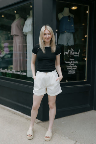 Harleigh Shorts, Cream *final sale* - The Red Thread Boutique