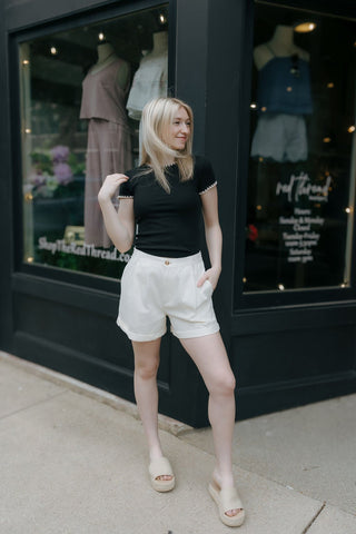 Harleigh Shorts, Cream *final sale* - The Red Thread Boutique