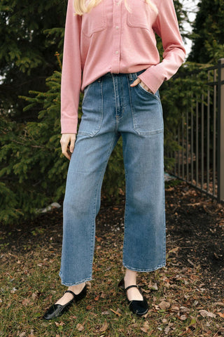 High Rise Cargo Pocket Wide Leg *final sale - The Red Thread Boutique