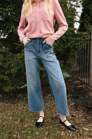 High Rise Cargo Pocket Wide Leg *final sale - The Red Thread Boutique