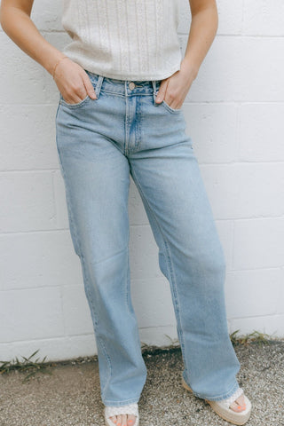 High Rise Full Length Straight - Light Denim *final sale - The Red Thread Boutique
