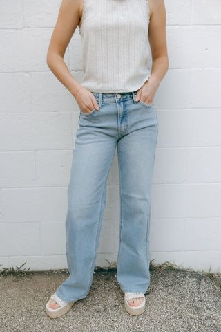 High Rise Full Length Straight - Light Denim *final sale - The Red Thread Boutique
