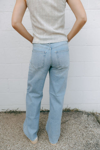 High Rise Full Length Straight - Light Denim *final sale - The Red Thread Boutique