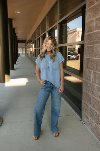 High Rise Full Length Straight, Med. Denim * final sale - The Red Thread Boutique