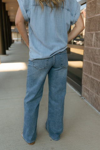 High Rise Full Length Straight, Med. Denim * final sale - The Red Thread Boutique