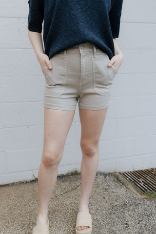 HR Utility Cargo Short, Almond by Just Black Denim *final sale - The Red Thread Boutique