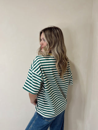 Jamie Stripe Top, Green/Ivory/Yellow - The Red Thread Boutique
