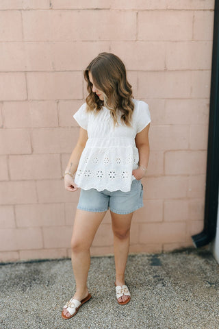 Jayme Shorts, Denim Stripe *Final Sale* - The Red Thread Boutique