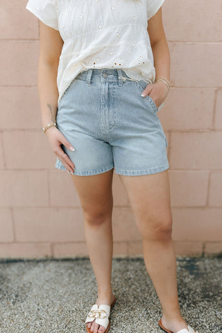 Jayme Shorts, Denim Stripe *Final Sale* - The Red Thread Boutique