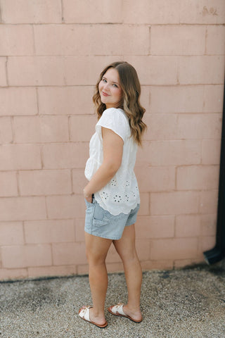 Jayme Shorts, Denim Stripe *Final Sale* - The Red Thread Boutique