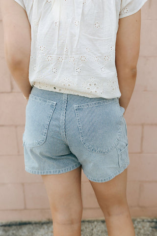 Jayme Shorts, Denim Stripe *Final Sale* - The Red Thread Boutique