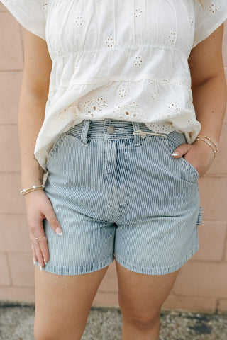 Jayme Shorts, Denim Stripe *Final Sale* - The Red Thread Boutique