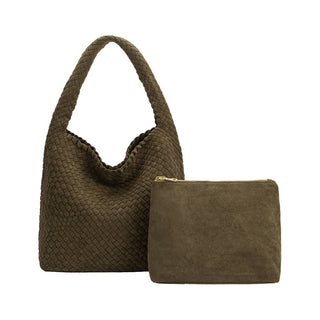 Johanna Pine Suede Recycled Vegan Shoulder Bag *final sale* - The Red Thread Boutique