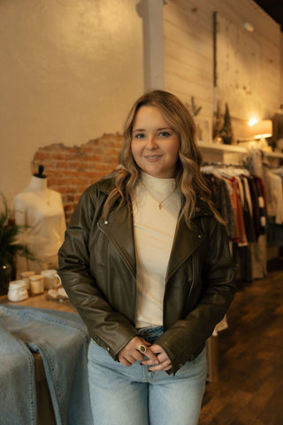 Jordan Faux Leather Jacket, Olive *final sale* - The Red Thread Boutique