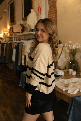 Jordane Stripe Sweater, Oatmeal by Z Supply - The Red Thread Boutique