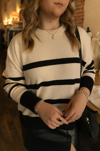 Jordane Stripe Sweater, Oatmeal by Z Supply - The Red Thread Boutique