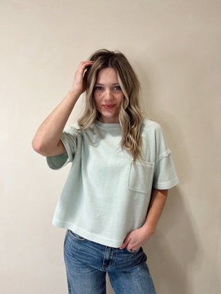 Jules Ribbed Tee, Mint - The Red Thread Boutique