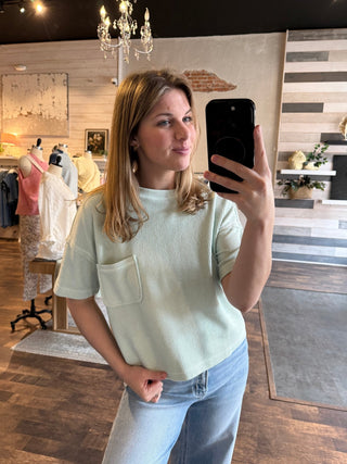 Jules Ribbed Tee, Mint - The Red Thread Boutique