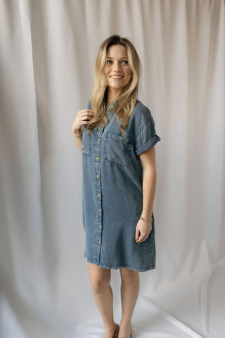 June Dress, Dusty Denim - The Red Thread Boutique