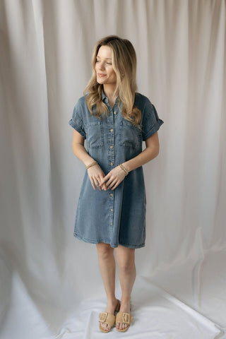 June Dress, Dusty Denim - The Red Thread Boutique