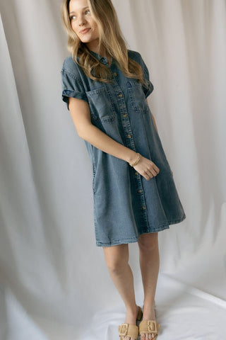 June Dress, Dusty Denim - The Red Thread Boutique