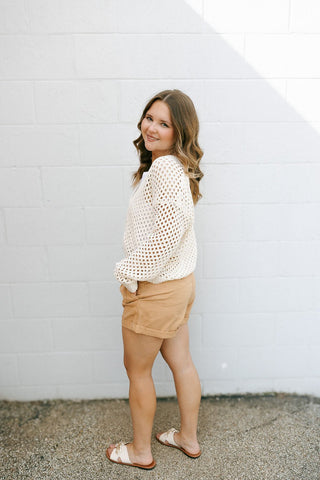 Kensley Open Knit Cardigan, Natural *final sale - The Red Thread Boutique