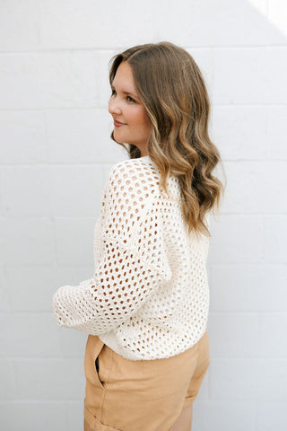 Kensley Open Knit Cardigan, Natural *final sale - The Red Thread Boutique