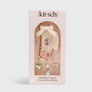 KitschPop™️Curved Claw Clip 7pc Set Vintage - Pearlized Cream - The Red Thread Boutique