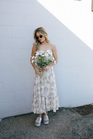 Lace Strapless Dress, Blush/Lavender *final sale - The Red Thread Boutique