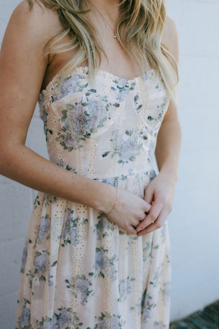 Lace Strapless Dress, Blush/Lavender *final sale - The Red Thread Boutique