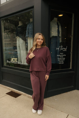 Laguna Drop Shoulder Sweatshirt, Dark Plum - The Red Thread Boutique