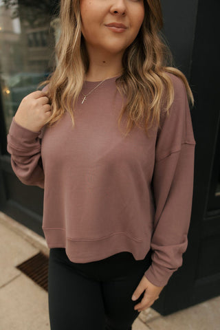 Laguna Drop Shoulder Sweatshirt, Rose Taupe - The Red Thread Boutique