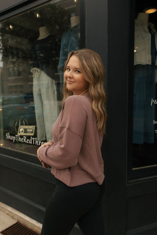 Laguna Drop Shoulder Sweatshirt, Rose Taupe - The Red Thread Boutique