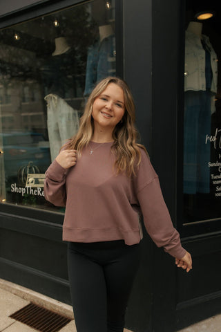 Laguna Drop Shoulder Sweatshirt, Rose Taupe - The Red Thread Boutique