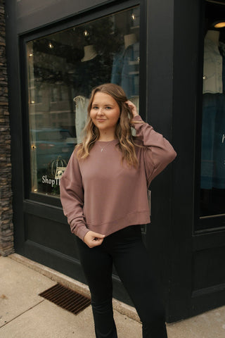 Laguna Drop Shoulder Sweatshirt, Rose Taupe - The Red Thread Boutique