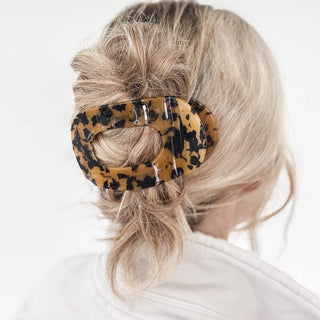 Large Flat Round Hair Clip: Leopard - The Red Thread Boutique