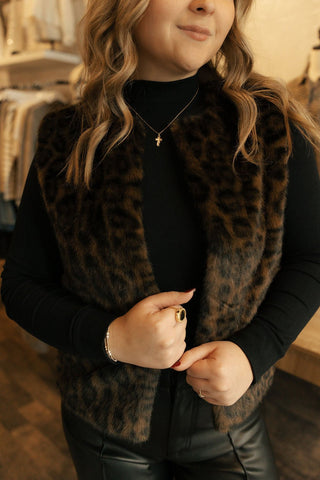 Leopard Faux Fur Vest *final sale* - The Red Thread Boutique