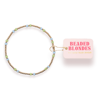 Light Green and Powder Blue Two Toned Dainty Poppi Bracelet: Standard 6.75 Inch - The Red Thread Boutique