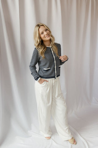 Linden Stripe Cardigan, Navy - The Red Thread Boutique