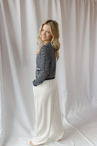 Linden Stripe Cardigan, Navy - The Red Thread Boutique